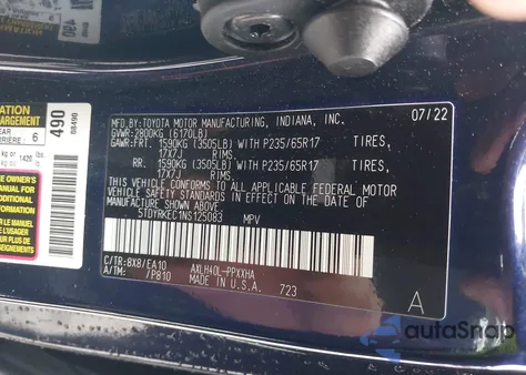 2022 Toyota Sienna Xle from USA, damaged, VIN 5TDYRKEC1NS125083